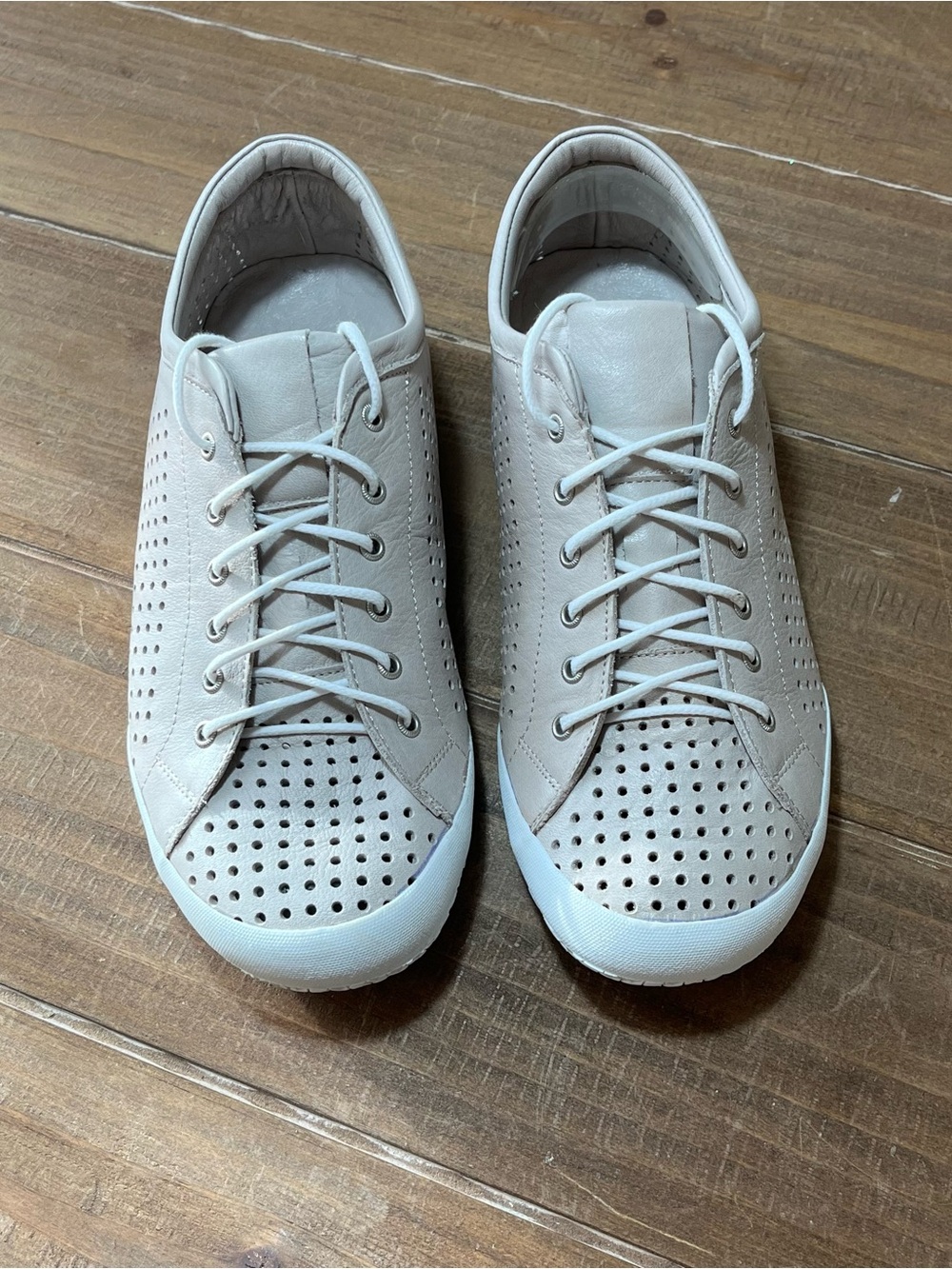 Ava Milan Women’s Casual Perforated Lace-Up Sneakers - Light Taupe-size 7.5